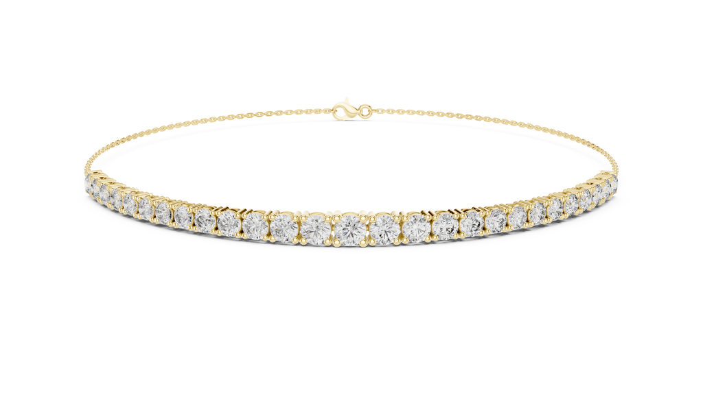 White gold diamond eternity bracelet with round stones and hinged clasp