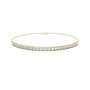 Yellow gold diamond eternity bracelet with round stones and central clasp ring