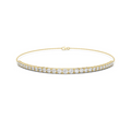 Yellow gold diamond eternity bracelet with round stones and central clasp ring