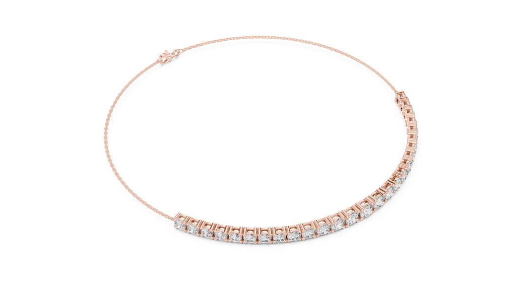 Rose gold diamond eternity bracelet with round stones, front view