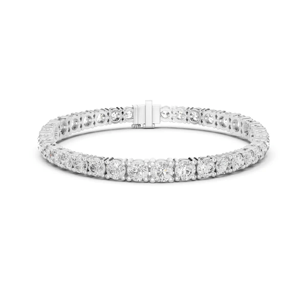 Diamond tennis bracelet in 10K white gold with round prong-set stones and box clasp