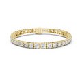 Diamond tennis bracelet in 10K yellow gold with round prong-set stones and clasp