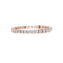 Rose gold diamond tennis bracelet with round diamonds across the center row