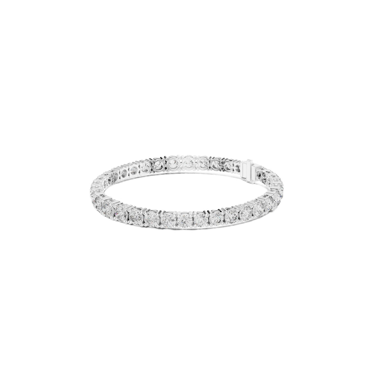 White gold diamond tennis bracelet with round diamonds in channel settings