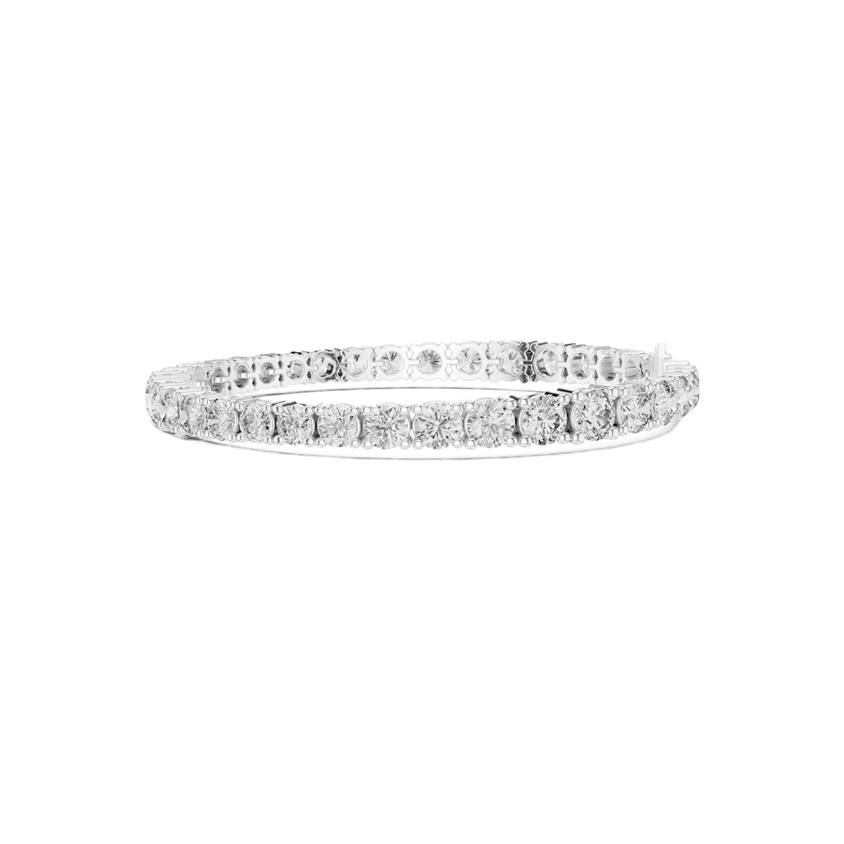 White gold diamond tennis bracelet with round diamonds across the center row