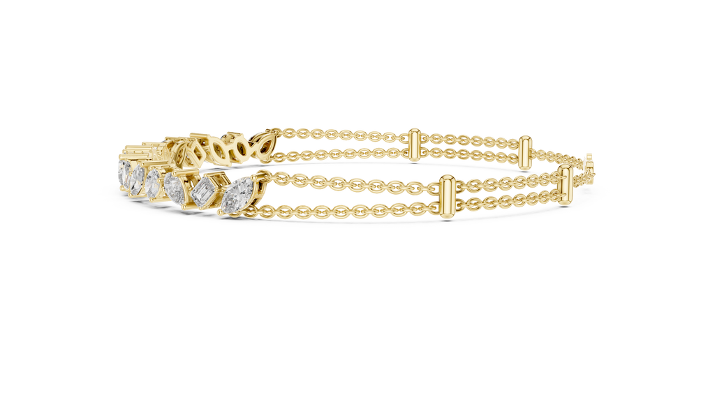 Yellow gold diamond mosaic bracelet with multi-shape bezel-set stones