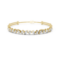 Yellow gold diamond mosaic tennis bracelet with bezel-set white diamonds