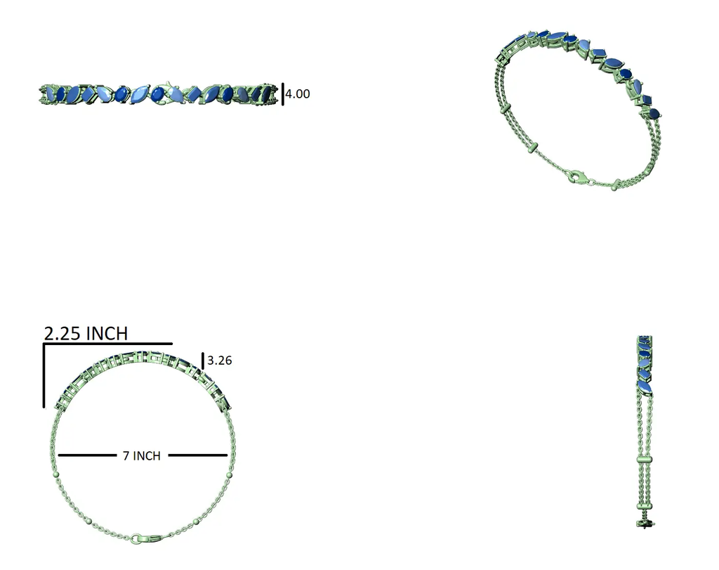 Green-blue beaded bracelet with round links and foldover clasp