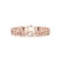Rose gold diamond Cuban link bracelet, frontal view with round pavé diamonds on links.