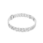 White gold diamond Cuban link bracelet, open-top view with round stone-set link details.