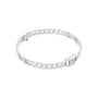 White gold diamond curb link bracelet with hinge clasp and open link detail.