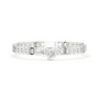 White metal curb link bracelet with heart-shaped diamond center cluster