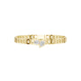 Yellow gold curb link bracelet with heart-shaped diamond center cluster