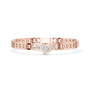 Rose gold curb link bracelet with heart-shaped diamond center cluster