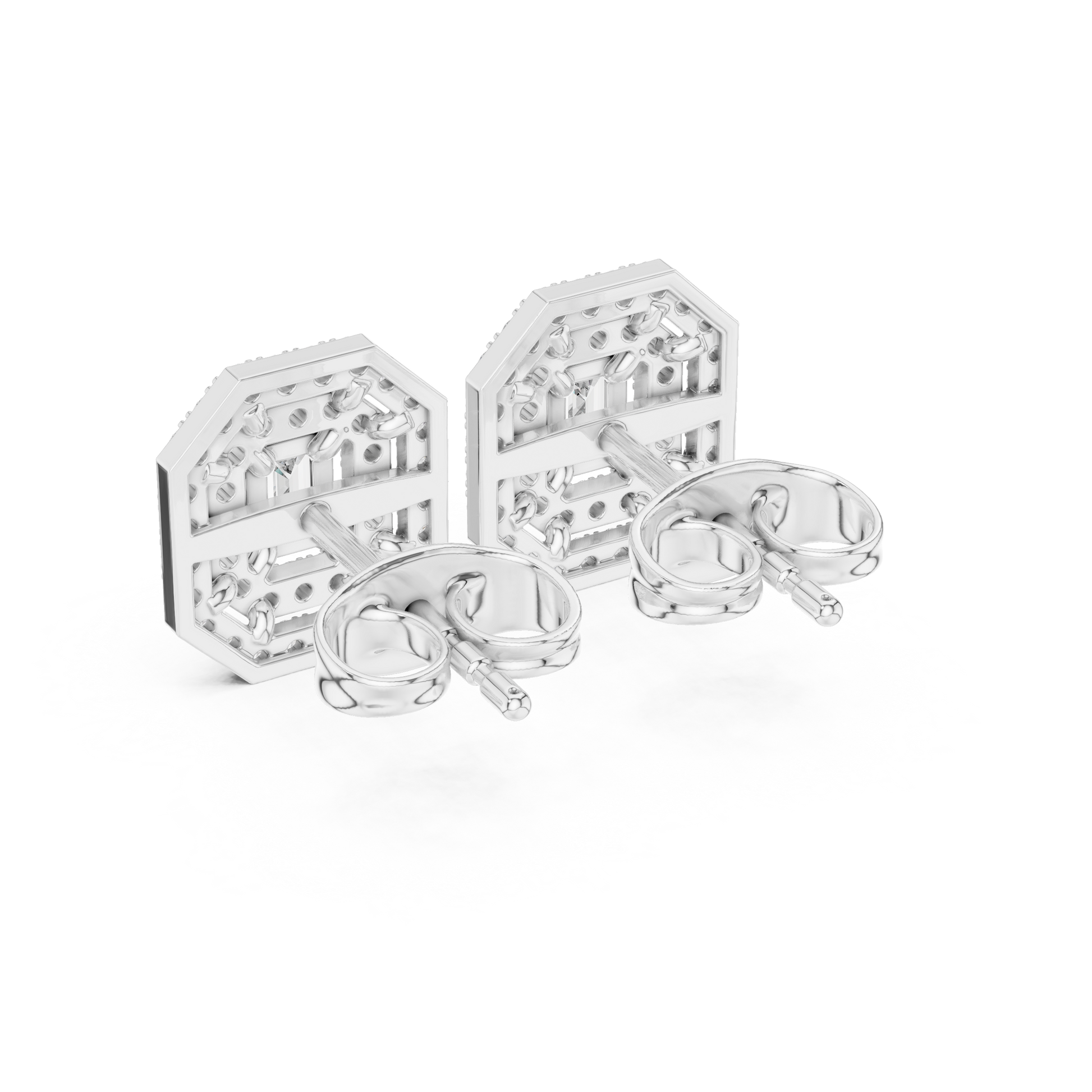 Emerald Halo Diamond Stud Earrings