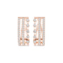 Triple-row diamond J-hoop earrings in rose gold, front view