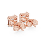Princess-cut diamond halo stud earrings, rose gold back view with square center stones.