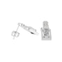 White gold drop earrings with rectangular center stones and pavé halo accents