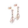 Rose gold pear-cut gemstone and diamond drop earrings, front view with teardrop drops