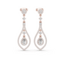 Rose gold pear-cut diamond chandelier earrings with teardrop and round diamond clusters
