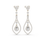 White gold pear-cut diamond chandelier earrings with teardrop and round diamond clusters