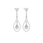 White gold pear-cut gemstone and diamond drop earrings, front view with teardrop drops