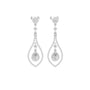 White gold pear-cut gemstone and diamond drop earrings, front view with teardrop drops