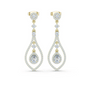 Yellow gold pear-cut diamond chandelier earrings with teardrop and round diamond clusters