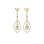 Yellow gold chandelier drop diamond earrings with pear-shaped and round diamond drops