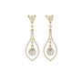 Yellow gold chandelier drop diamond earrings with pear-shaped and round diamond drops