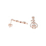 Rose gold chandelier drop diamond earrings with pear-shaped teardrop diamonds, side view
