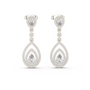 White gold tiered halo pear drop earrings with round and pear-cut center stones