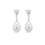 Pear-cut diamond drop earrings with teardrop stones, white gold setting.