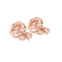 Round double halo stud earrings with small clear stones, rose gold tone