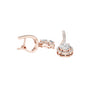 Rose gold diamond halo drop earrings with oval-cut accents and pavé detail