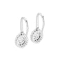 White gold oval-cut diamond drop hoop earrings with pavé link detail