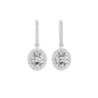 White gold oval-cut diamond drop earrings with oval center stone and pavé halo
