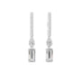 Yellow gold drop earrings with baguette pavé hoops and emerald-cut accent stones