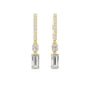 Yellow gold drop earrings with pavé bars and emerald-cut accent stones