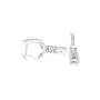 White gold drop earrings with rectangular center stones and pavé baguette details