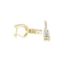 Yellow gold drop earrings with rectangular center stones and pavé baguette details