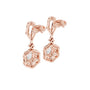Rose gold oval cut drop earrings with openwork oval designs and sparkling diamond details