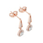 Pear-cut diamond drop earrings in rose gold with teardrop dangling accents