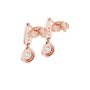 Pear-cut diamond drop earrings in rose gold, shown from front with oval pear centers