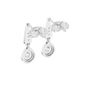 Pear-cut diamond drop earrings in white gold, front view with pear teardrop centers