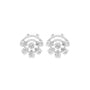 White gold diamond stud earrings with pear-shaped stones in a floral cluster