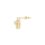 Cushion-cut diamond cluster stud earring, yellow gold tone, profile view