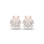 Cushion-cut gemstone fan drop earrings, rose gold with clear stones