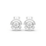 Cushion-cut gemstone fan drop earrings, white gold with clear stones