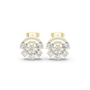 Cushion-cut gemstone fan drop earrings, yellow gold with clear stones